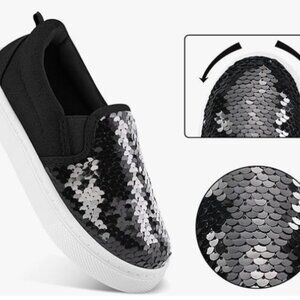 Toddler Slip on Sneakers Girls Sparkle Sequins Canvas Walking Shoes